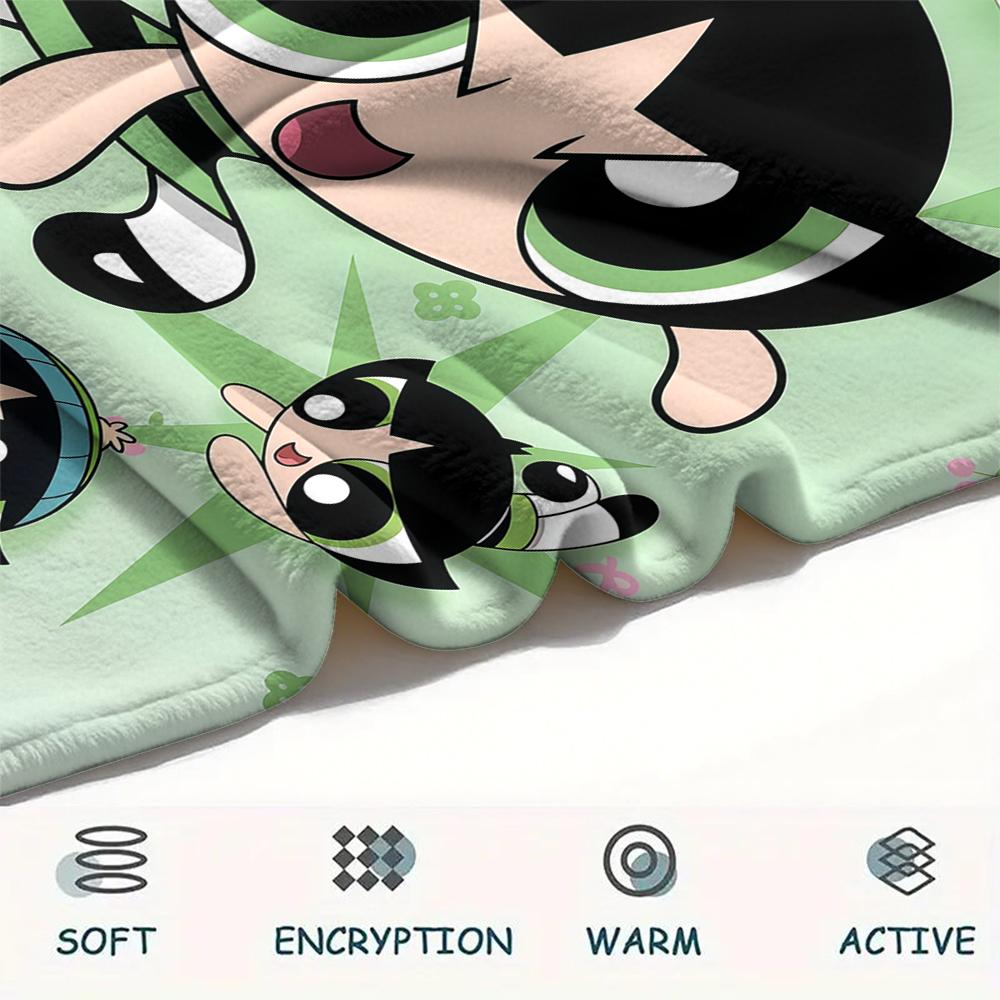 Powerpuff Girls Buttercup Cool pattern Flannel Blanket, High quality Comfortable for All Seasons, Home Decor, Warmth and Comfort, Perfect for Gifts.