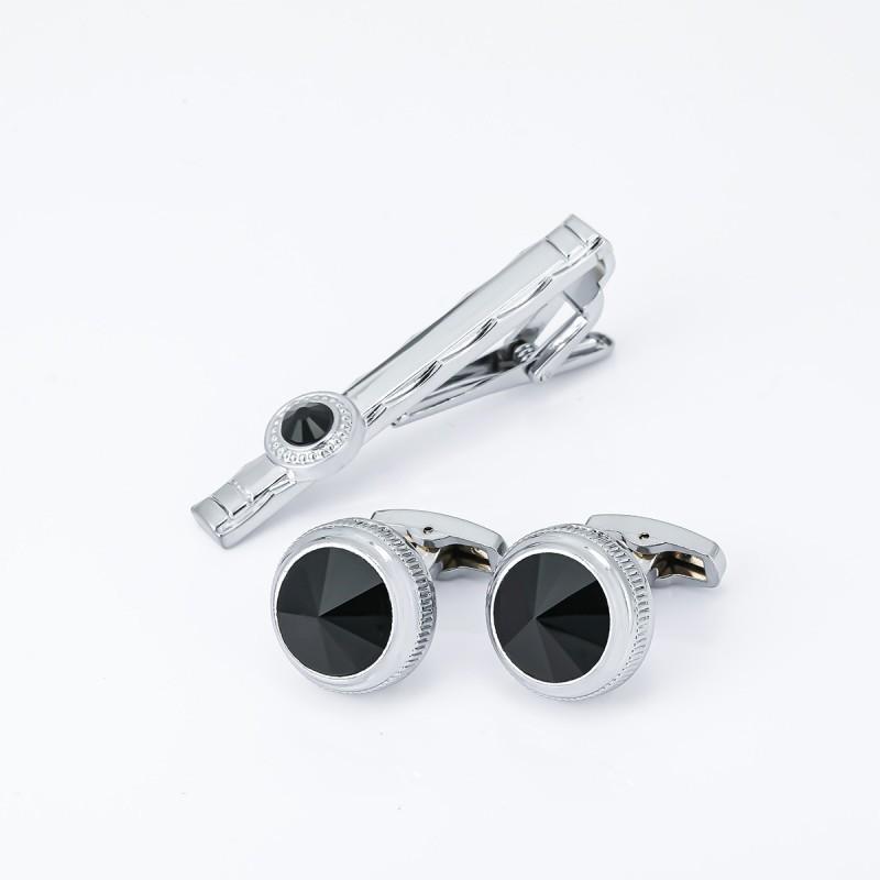Alloy Diamond-encrusted Tie Clip Cufflinks Set Men s Collar STS-6003