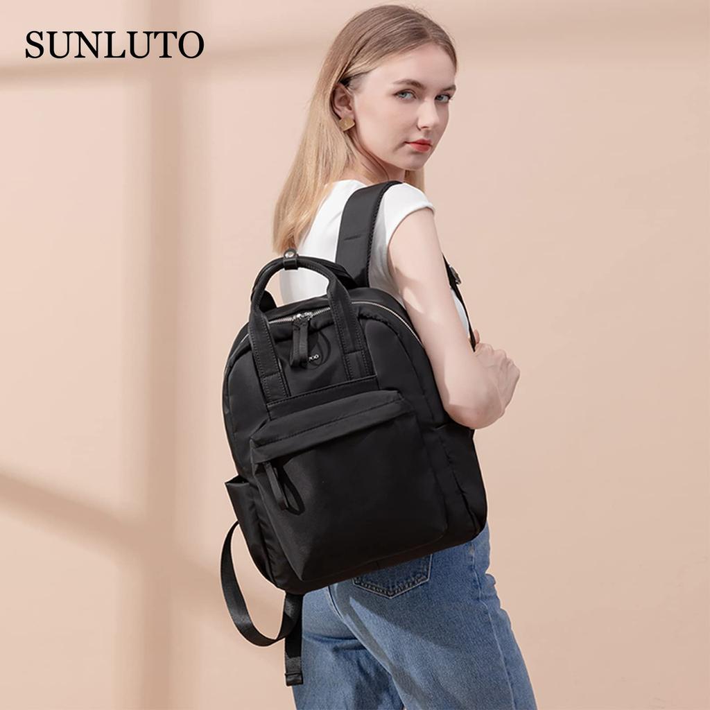 Large 14 Inch PC Waterproof School Oxford Black [SUNLUTO] Women's Backpack, Cute, Stylish, 3-Way Handbag, Capacity, Storage, Backpack, Lightweight,