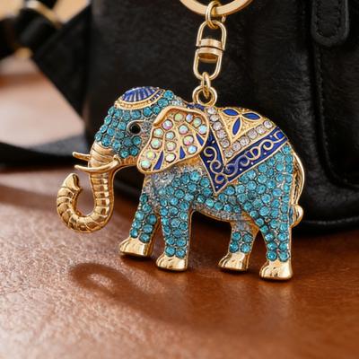 Horse Keychain Colorful Sparkling Rhinestones Elephant Charm Key Chain Decorative Good Luck Pendant Bags