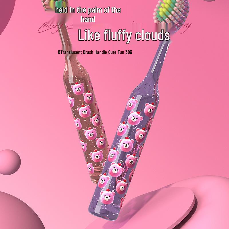 Uanicce Crystal Roman Pillar Soft Bristle Toothbrush - Cherry Bear Mountain Design for Gentle Gum Care and Effective Cleaning