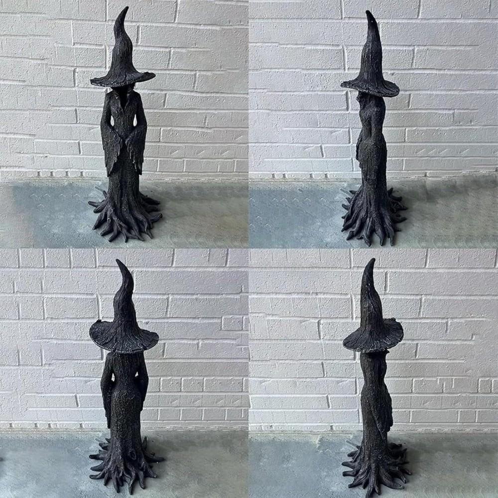 Black Ghost Witch Sculpture Gothic Halloween Party Decoration Halloween Witch Statue  Haunted House