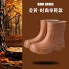 Rain shoes women's short tube new outdoor non-slip water shoes platform water boots fleece rubber shoes short bundle rain boots