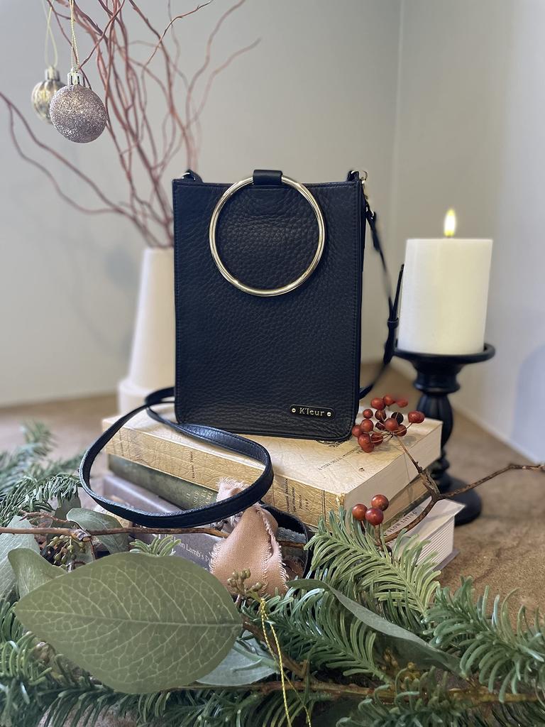 Die 2-Wege Armbandtasche Made in Japan Echtes Leder Umhängetasche Handtasche Handgefertigt [el K'leur] K'leur (Matt-schwarz)