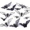 24 Halloween Bat Decoration Door Frames, Hollow Bat Wall Decoration, Paper Bat Wall Sticker, Halloween Party Interior Supplies