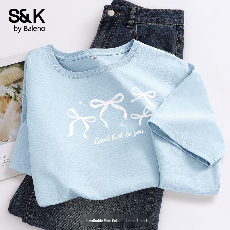 Baleno Women s S&K Bow Print Short Sleeve T-Shirt M
