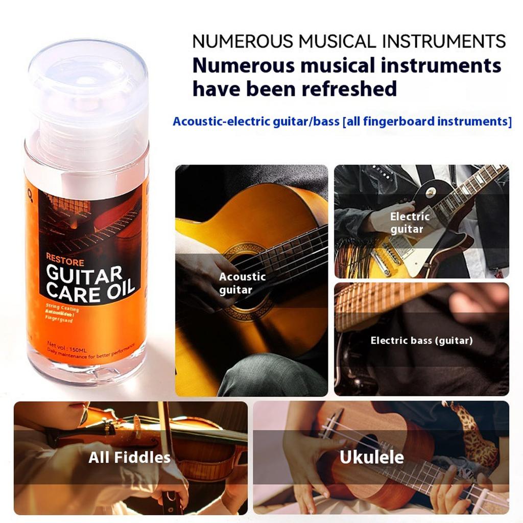Guitar String Oil 60ml Music Instrument Oil Guitar String Care Oil Suitable for Cleaning and Surfaces Protection