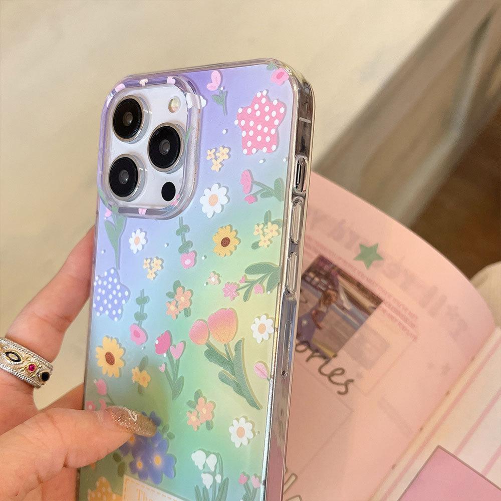 

New Full screen Flowers Suitable for IPhone16 Mobile Phone Case Apple 15 Protective Case 14 13 12 Rope Braided Girl 11 Apple 16PROMAX