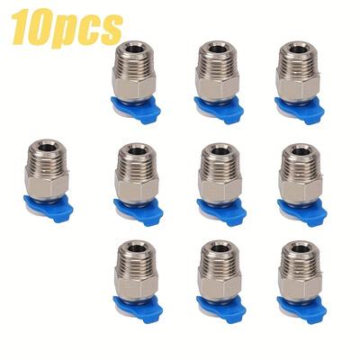 10pcs 3D Printer Accessories | 10 PC4-01 Connectors, 10 M10 Threaded Gas Pipes with V6 Quick Connectors