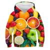 Moletons com Estampa de Batata Frita para Crianças Suéteres Coloridos com Estampa de Doce Macaron Frutas 3D Moletom Roupas Infantis