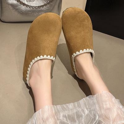 Boken Slippers Women's Outerwear 2025 New Autumn Super Fire Retro Versatile Lazy One Pedal Lace Bag Head Half Drag