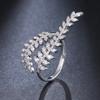 Huajie Dazzling Bright Zirconia Dynamic Plant Rings for Women Elegant Leave Resizable Rings Party Fashion
