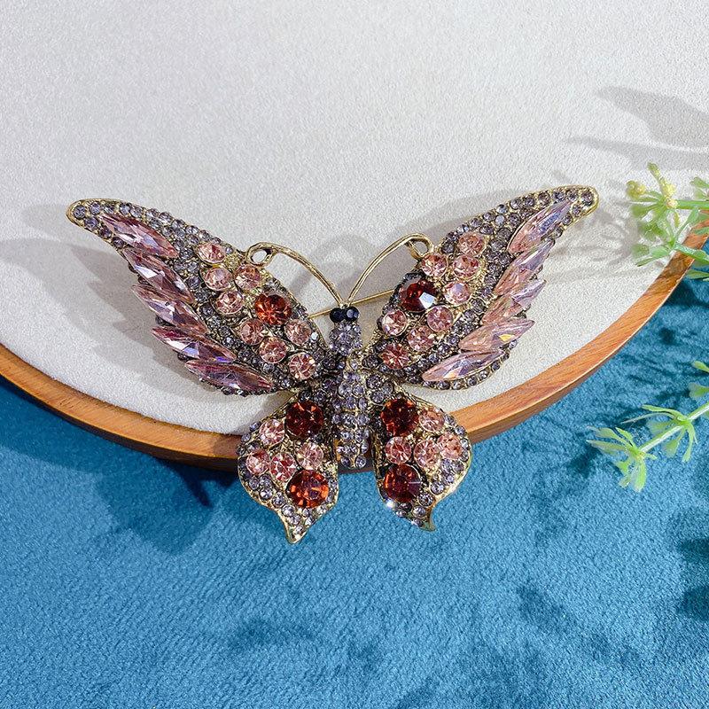 

Модная бабочка, цветная брошь со стразами, брошь в виде животного, одежда, пальто, куртка, аксессуары, брошь розовый