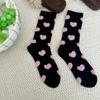 4 Pairs Womens Casual Crew Socks Elastic Fit Flocking Heart Pattern Soft Nylon Fabric Calf Socks for Comfort and Fashion