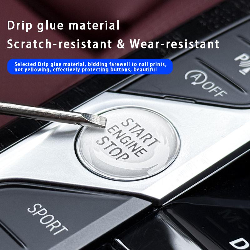 2PCS Drip Glue Material Car Engine One-Touch Start Button Cover Sticker Trim For BMW 2 3 4 8 Series X3 X4 X5 X6 X7 Z4 2019-2026