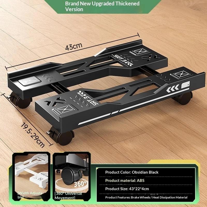 

CPU Stand Adjustable Bracket PC Holder Cart Mobile Computer Tower Stand With Rolling Caster Wheels Adjustable Desktop Stand чорний