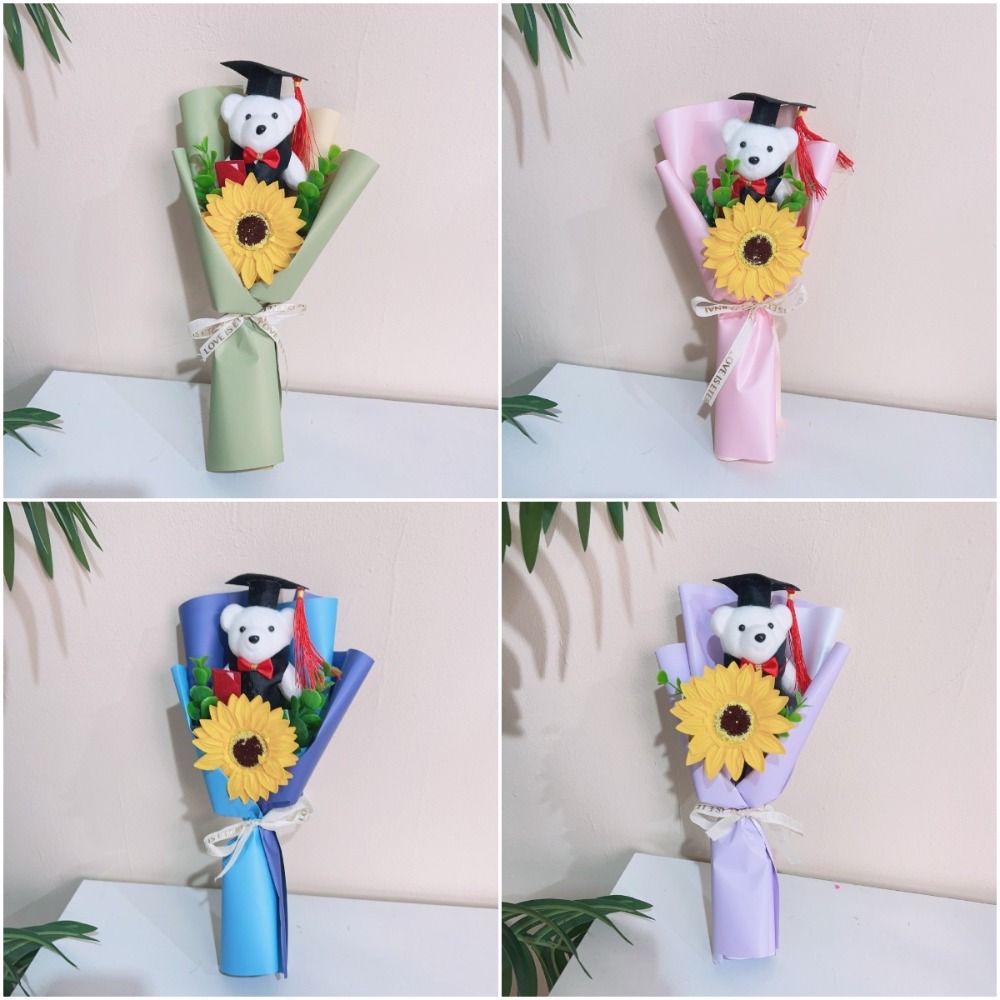 New Sunflower Bear Bouquet Dr.Bear Lovely Bear Graduation Bouquet Graduation Ceremony
