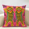 Pink Funky Animal Cushion Cover Durable Hypoallergenic Organic Linen Pillow Cover Short Size Washable SkinFriendly