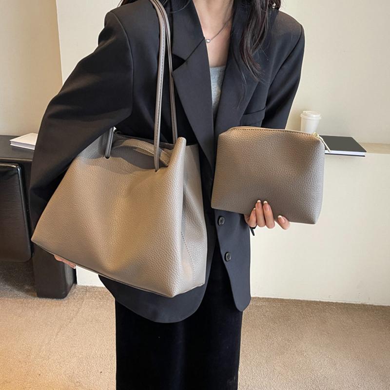 Yogodlns Vysoce kvalitní velkokapacitní taška typu bucket pro ženu, nová módní texturovaná ruční taška přes rameno pro každodenní nošení do práce a z práce, podpažní taška tote