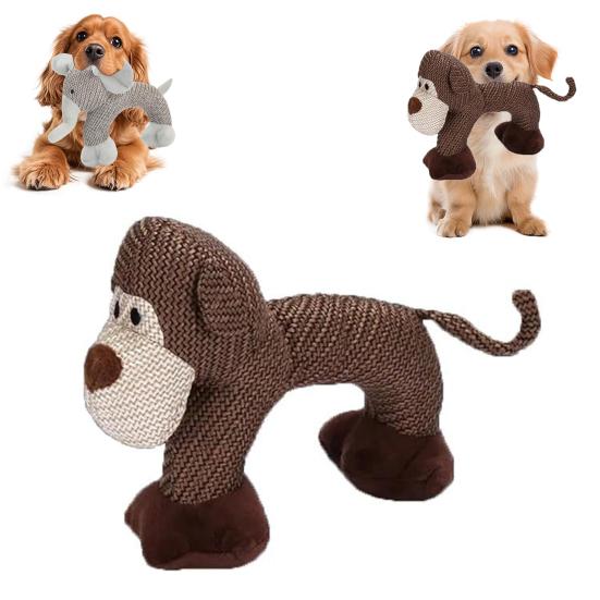 Plush Dog Chew Toy Squeaky Linen Stuffed Animals Interactive Puppy Teething Toy for Small And Medium Dogs Teeth Cleaning