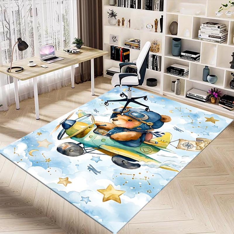 1PC Bear Pilot Extra Large Non-Slip Floor Carpet, Office, Family, Bedroom, Studio - Large Area Rug,Longlasting Material-K0418