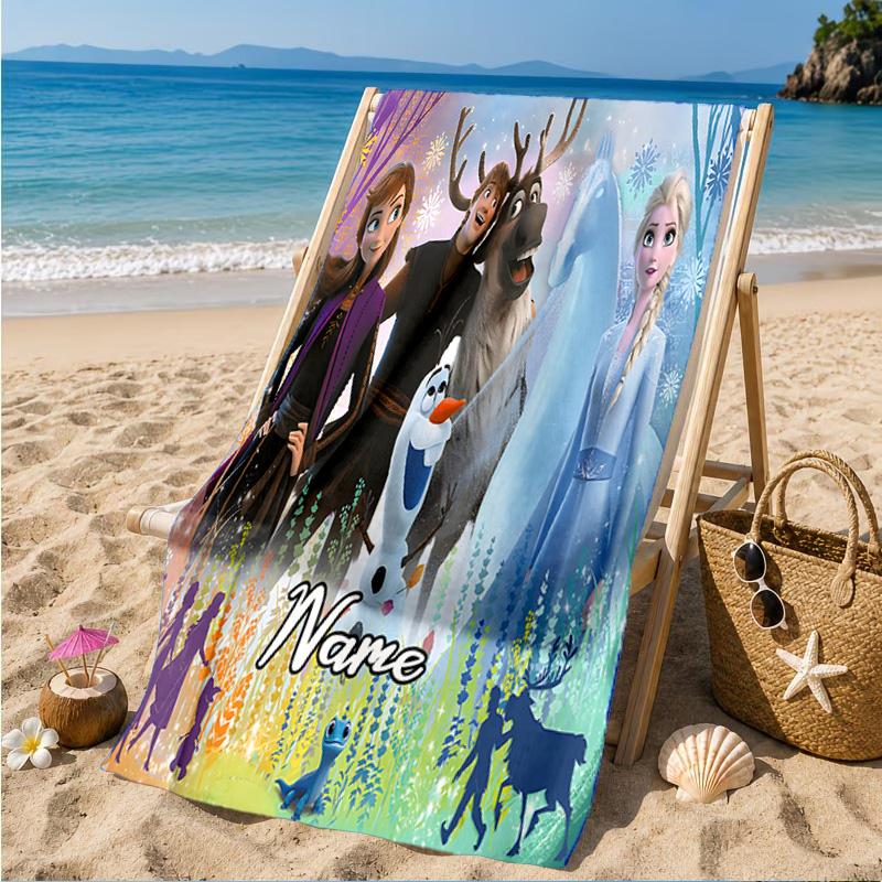 Custom Name The Snow Queen Microfiber Beach Towel, Quick-Dry, for Summer Travel, Beach Essential, Picnic Essentials, Swimming Pool