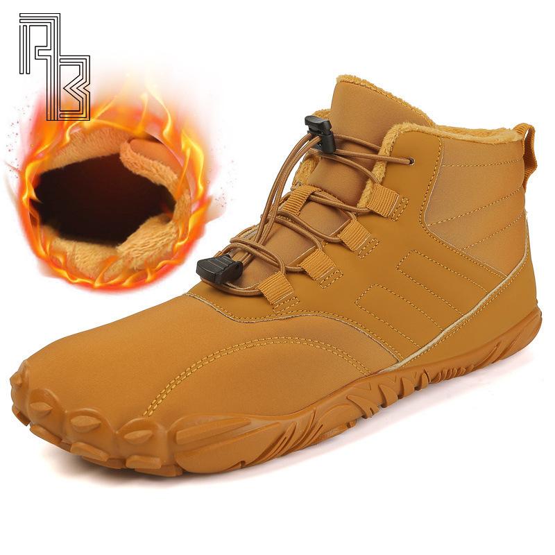 Winter Mid-Length Schneestiefel, Herren Warme Baumwollschuhe mit Fleece, Rutschfeste Wanderschuhe, Dicke Outdoor-Schuhe