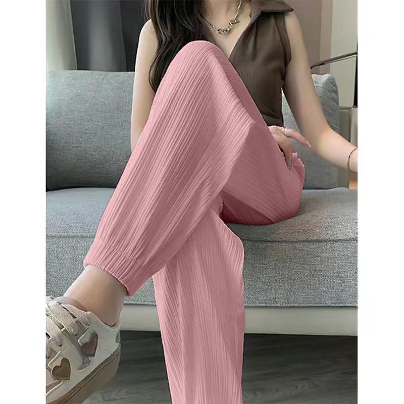Women s Ice Silk High Waist Joggers - Summer Loose-Fit Lantern Style 3XL (73-80 kg)