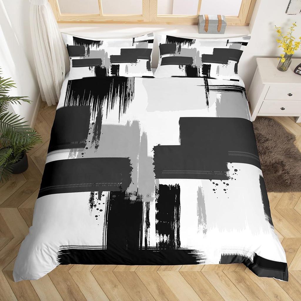 Abstract Line Art Duvet Set Bedding Set Soft Geometric Quilt Set Modern Room Decoration Kit