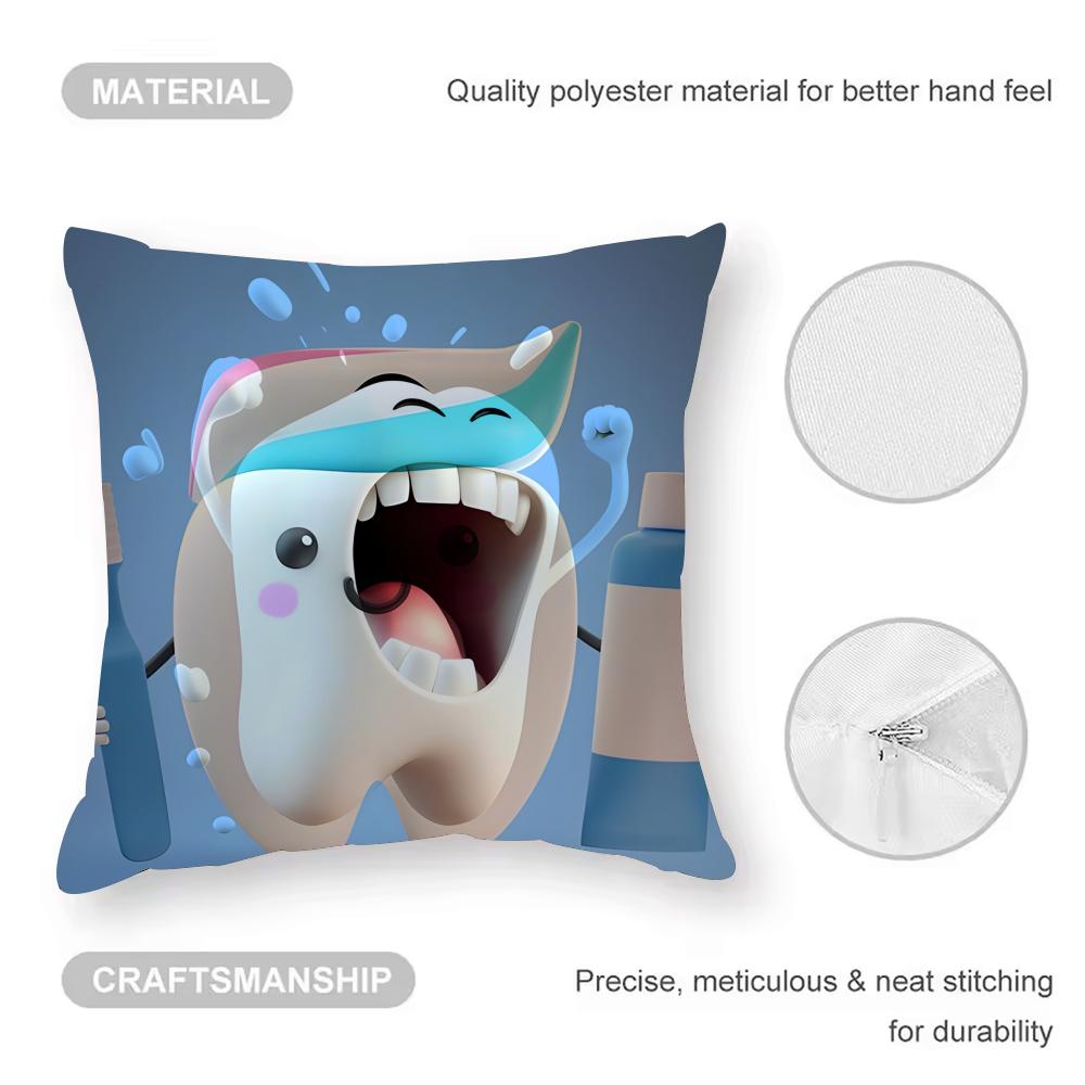 Cuscino per Divano Novità Clinica Dentale Dente Anime Federa Anti-acaro Cerniera Invisibile Morbido Peluche Corto
