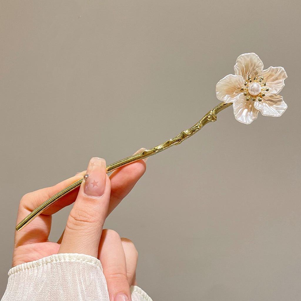 

Современная китайская металлическая заколка для волос: Вдохновленная античностью, простая прическа пучок для женщин