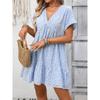 2026 Summer New Women's V-neck Loose Casual Short-sleeve Plaid Dress