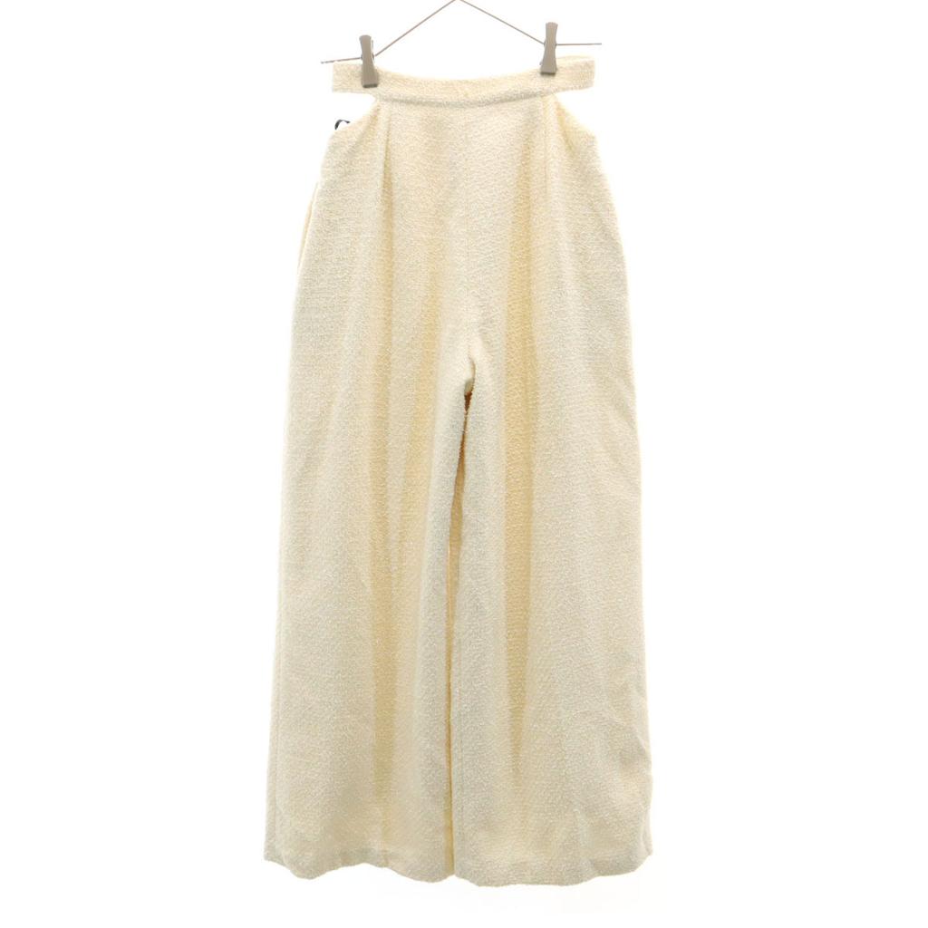 Unused Eimy Istoire Cutting Tweed Straight Pants M Ivory Women Used