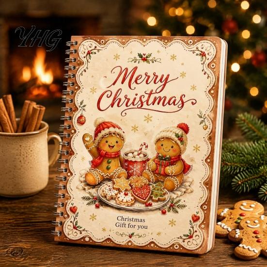 Interactive Holiday Surprise Card DIY Spiral Bound Christmas Gift Book, 5x7 Booklet, Handmade Souvenir Book 10 Pages Merry Cards, Gifts for