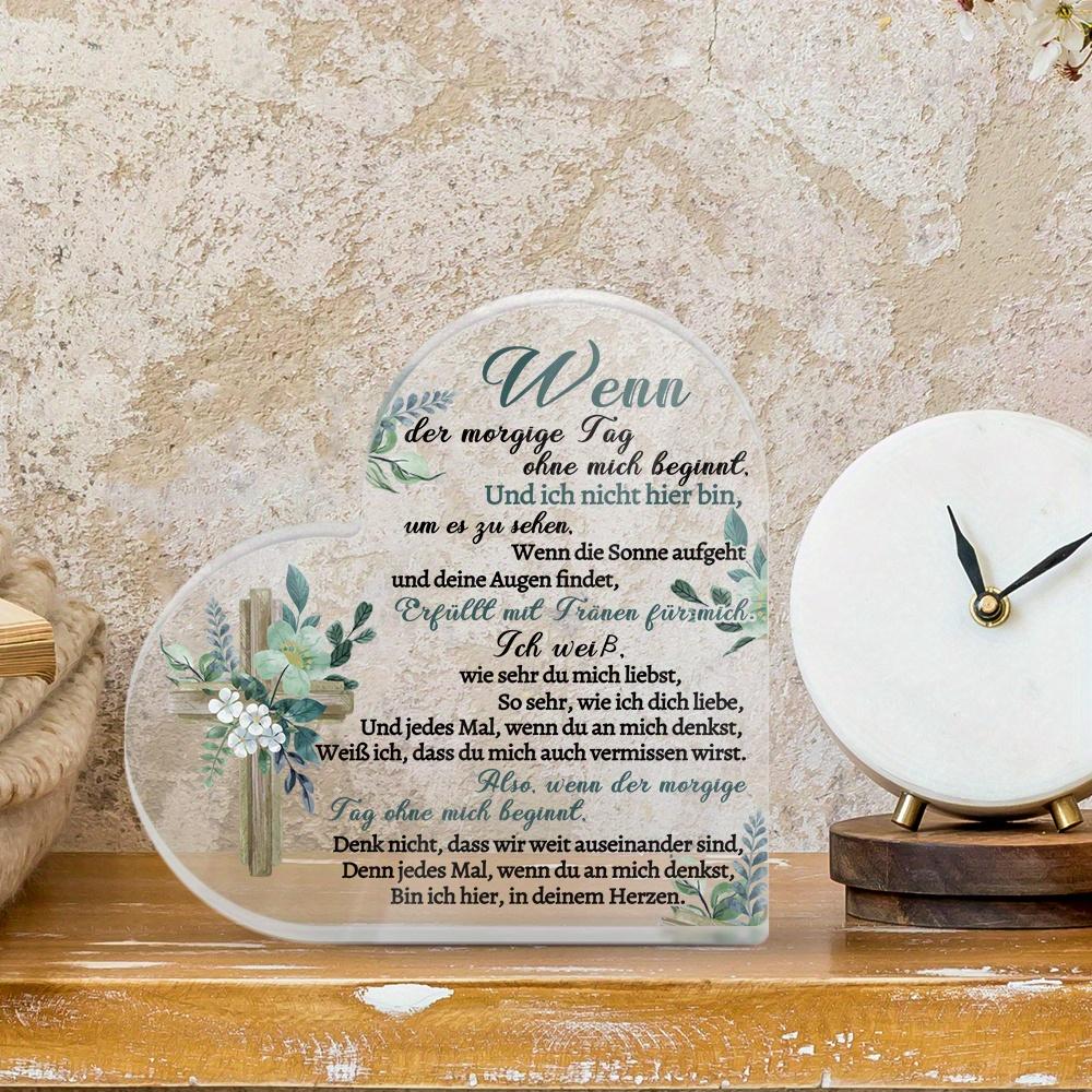 1pc German Heart-Shaped Acrylic Sign Table Decor, 'When Tomorrow Begins Without Me, And I'm Not Here To See It, ' Desktop Decoration