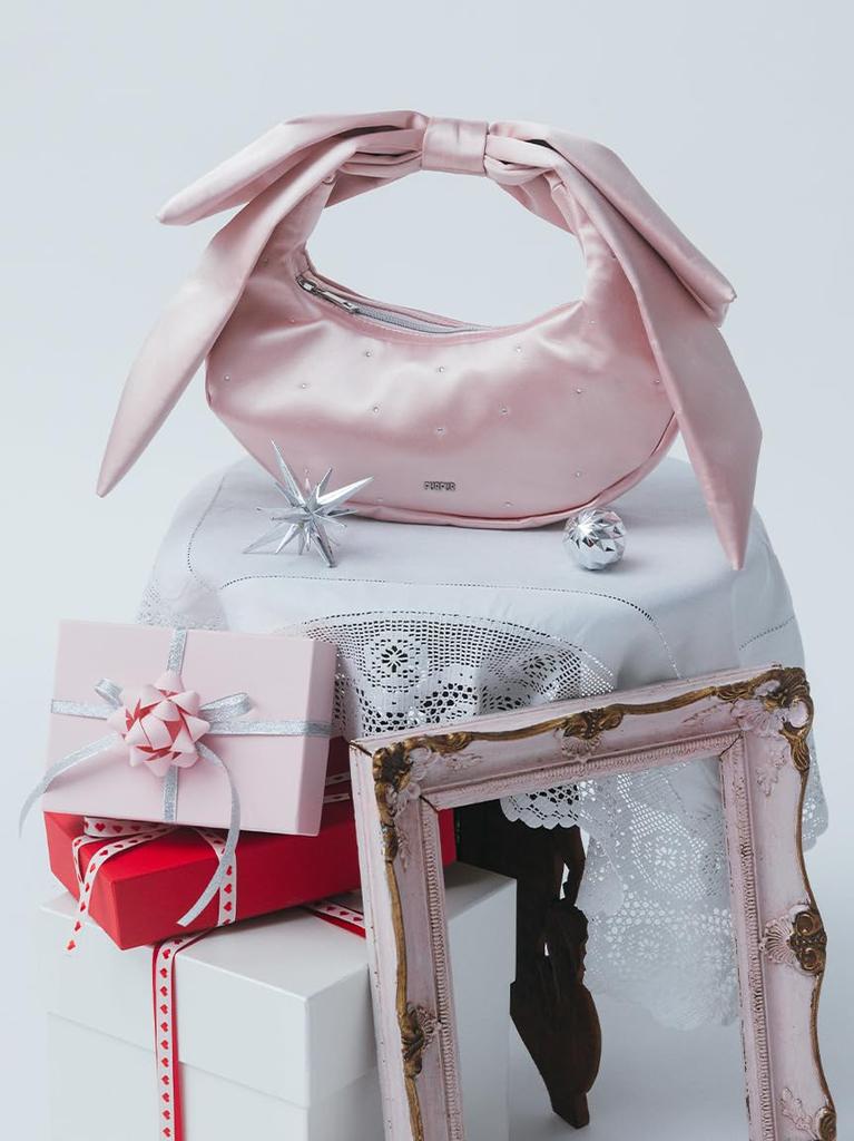 Ribbon Handle Satin Moon Bag RWGB255518PNKF