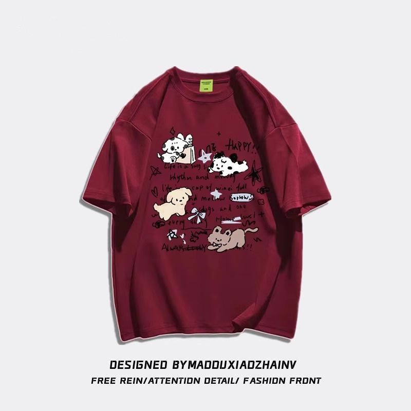 Baumwoll-Cartoon-Oversized-Kurzarm-T-Shirt für Damen - Schicker Sommer-Hongkong-Stil