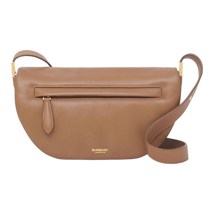 Burberry Olympia Adjustable Shoulder Strap Dyed Lambskin Ellen Olympia Half-Moon Handbag Women Handbag Brown 8050598