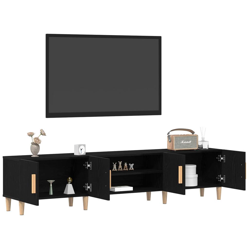 TV Cabinet Black Oak Effect 180 x 31.5 x 40 cm