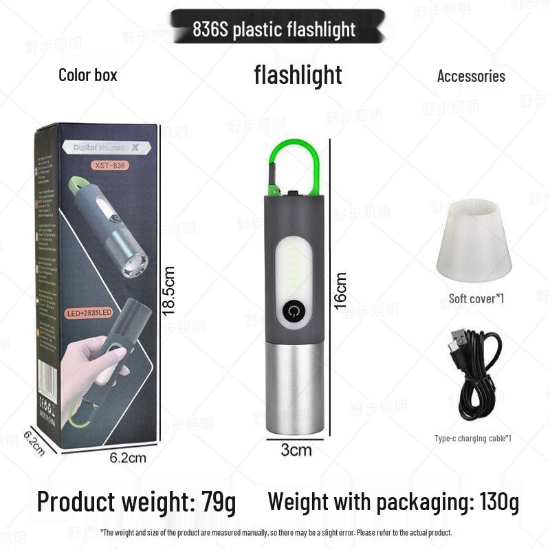 High-Power Rechargeable White Laser Flashlight with Digital Display for Outdoor Use