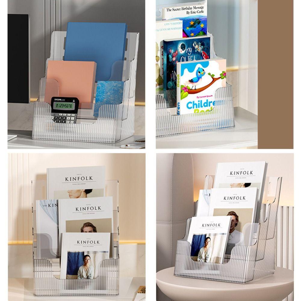 Multipurpose Acrylic Magazine Holder Multilayer Clear File Storage Box Stable Brochure Holder