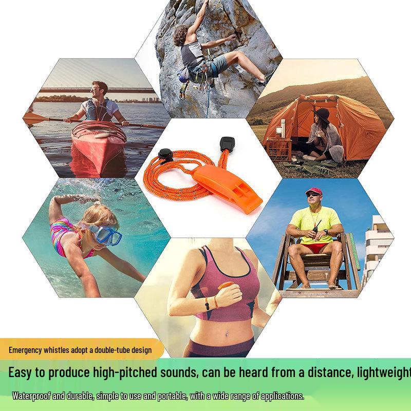 Fluier de Supraviețuire Impermeabil cu Frecvență Dublă și Șnur - Fluier de Siguranță pentru Exterior cu Sunet Acut, Fabricat din ABS Ecologic.