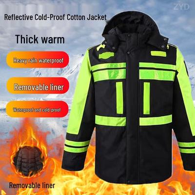 Conjunto de Impermeable Reflectante para Servicio de Tráfico y Control de Inundaciones - Protección Laboral para Saneamiento de Hombres