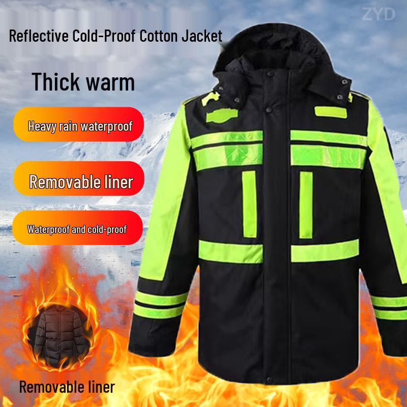 Reflective Raincoat Set for Traffic Duty and Flood Control - Men's Sanitation Labor Protection