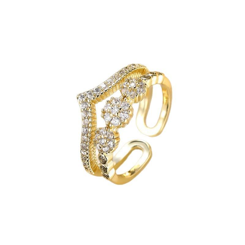 Hot Selling Double-layer V-shaped Open Ring, Fashionable, Personalized and Versatile Rings