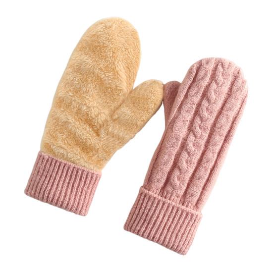 Thermal Knit Gloves for Winter Double-Layer Fleece Lined Windproof Mittens