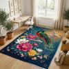Beetle Floral Theme Soft Crystal Velvet Rug Custom Name & Text Print Non Slip Floor Rug for Bedroom Living Room