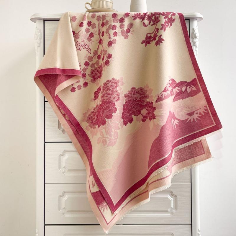 Scarf Women's Autumn and Winter New Landscape Chrysanthemum High-end Scarf with Travel Shawl