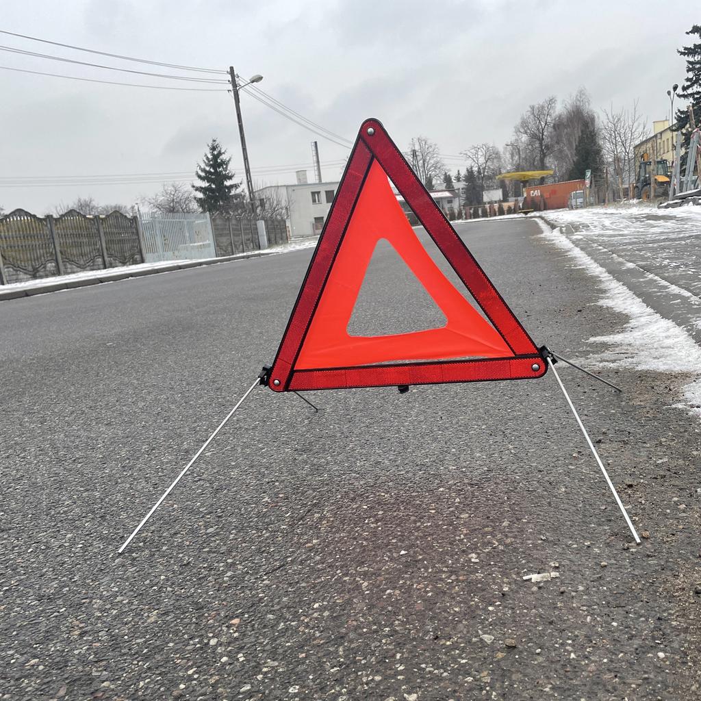Trójkąt Ostrzegawczy Homologowany - Składany, Odblaskowy, W Praktycznym Etui, Certyfikat E4