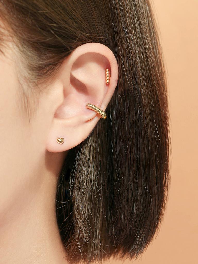 Minimalpiercing 14K Lava Pattern Ear Cuff Clip-On
